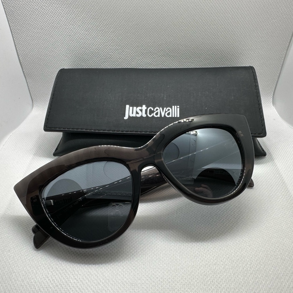Just Cavalli Oversized Cat-Eye Black Sunglasses OS